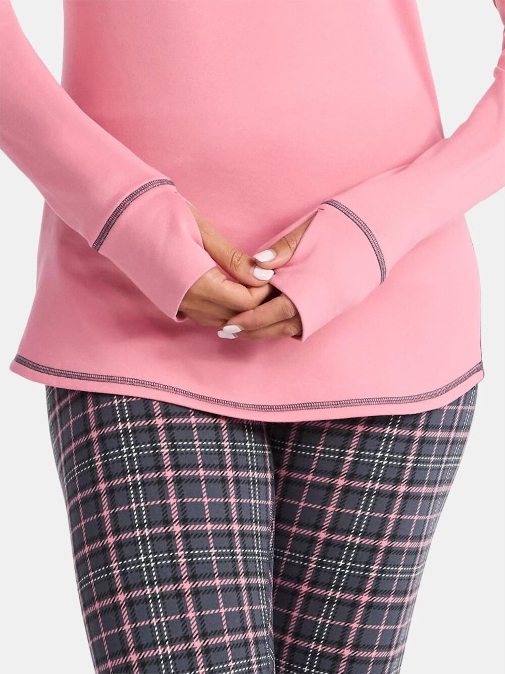 ClimateRight by Cuddl Duds 2-Piece Base Layer Set Small Grey Tartan - Picture 3 of 4
